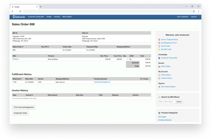 Order Tracking & Reporting